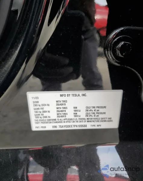 2023 Tesla Model Y from USA, damaged, VIN 7SAYGDEE7PA189588